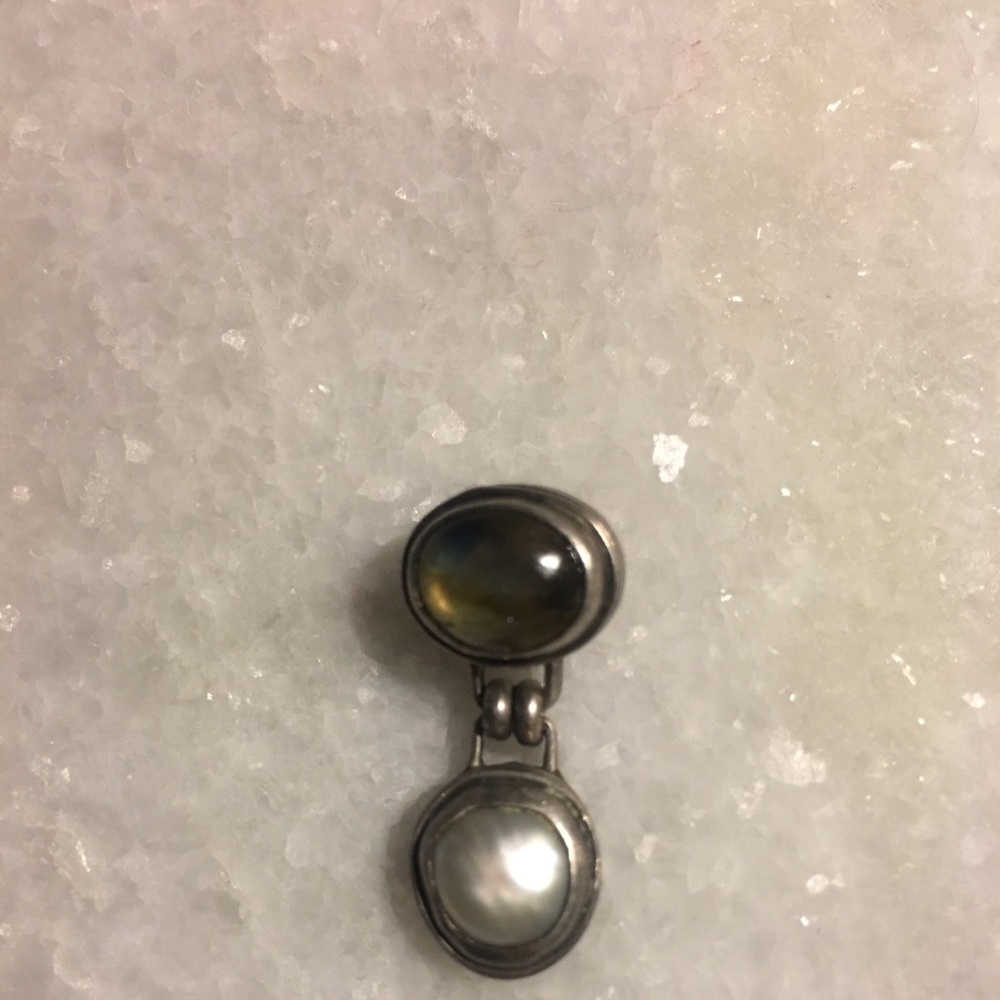 Vintage 925 Sterling handmade abalone pendant